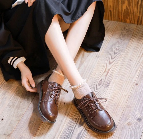 Women's Shoes Ladies Leather Female Round Toe Sewing Retro Comfortable College - Picture 16 of 26