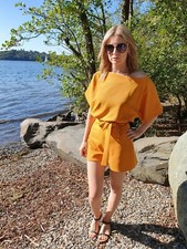 Mustard Batwing Style Belted Playsuit size 8