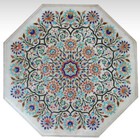 18" Marble side end Pietra Dura Table Top marquetry floral art Inlay Handmade