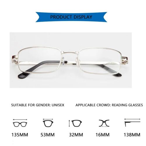 New Real Glass Lens Reading Men Women Square Full Frame Presbyopic Anti Scratch - Picture 6 of 14