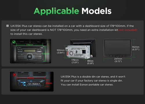 Eonon UA13SK Plus 2DIN Android 13 6+64 10.1" QLED Car Stereo Wireless CarPlay 4G - Picture 18 of 20