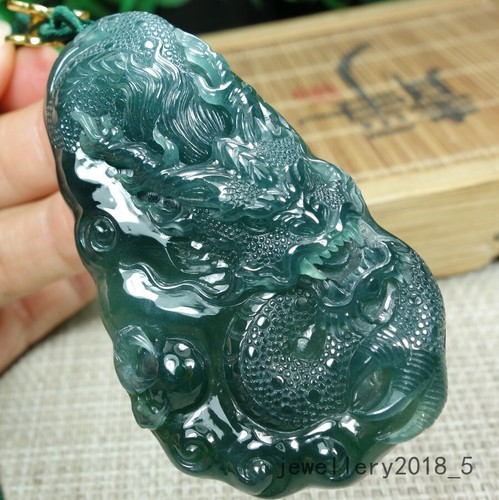 Certified Icy Green Burma 100% Natural A jadeite jade Pendant~Dragon 霸气龙牌 - Picture 9 of 24