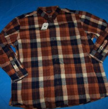 Size 3XT Mens Long Sleeve Roundtree  Yorke Portuguese Flannel Shirt Plaid 