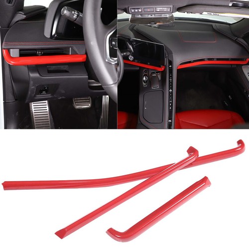 Panel de tablero de consola interior rojo de 3 piezas para Corvette C8 Stingray Coupe 2020-2023 - Imagen 1 de 13