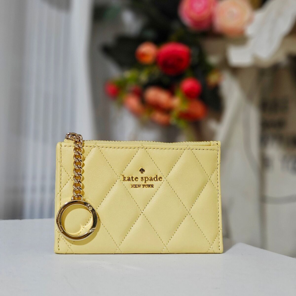 New Kate Spade Carey Smooth Quilted Small Card Holder Butter New Kate Spade Carey Smooth Quilted Small Card Holder Butter
