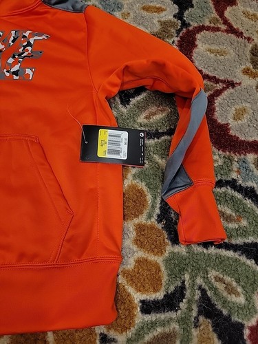 Nike Big Boys Therma-fit Graphic Orange Camo Training Hoodie Size Small - Picture 3 of 6
