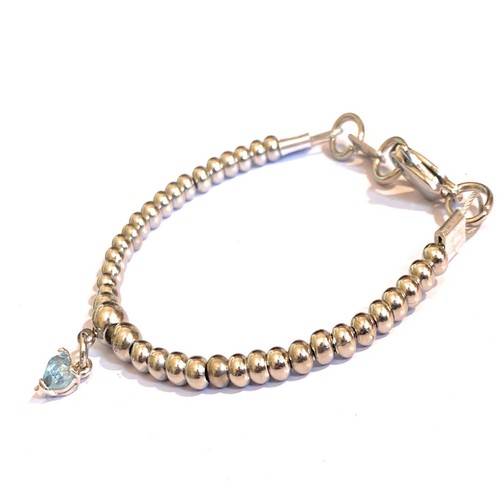 Bracciale da donna acciaio inox con ciondolo acquamarina argento 925 Swarovski - Foto 3 di 3
