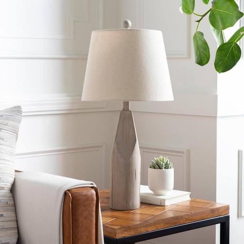 Livabliss Bedside Table Lamp 24" 1 Light Linen Shade 60 W w/ 1-Way (On/Off) Gray - Picture 8 of 9