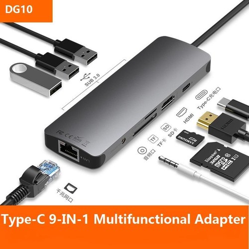 9-in-1 USB3.0 4K Type-C to HDMI Converter Docking Station SD Reader PD Charging - 第 1/8 張圖片
