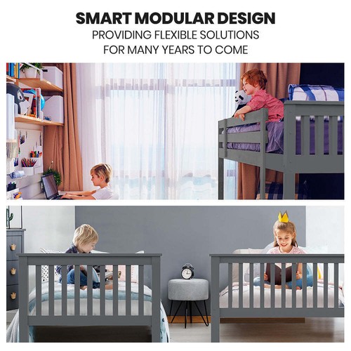 NNEMB Bunk Bed Triple Wooden Single Over Double Beds for Kids-Solid Pine Wood-Co - Picture 10 of 10