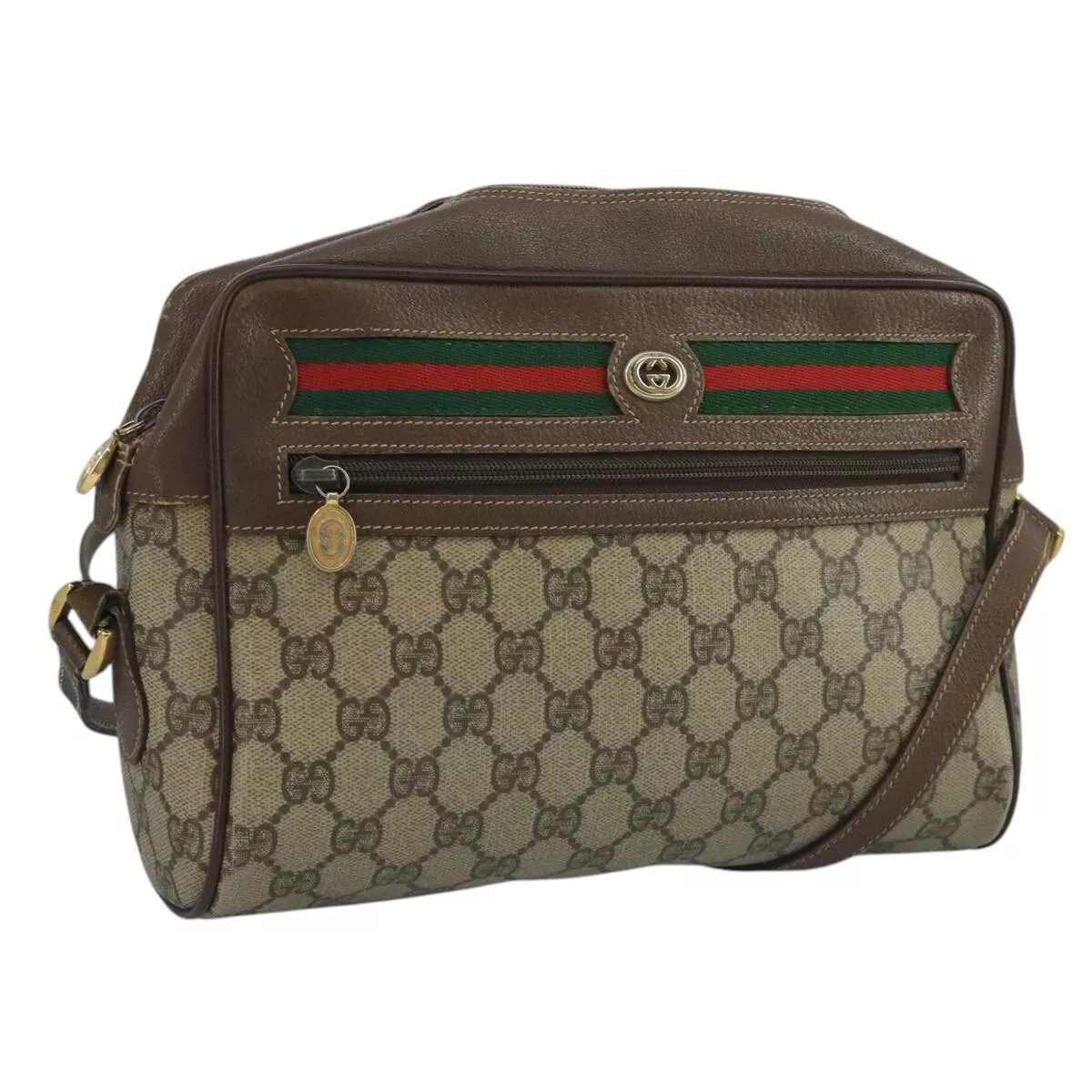 Sac à bandoulière GUCCI GG Supreme Web Sherry Line PVC beige 56 02 088 authentique 111361