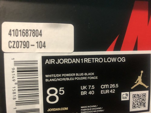 Size US 8.5 jordan 1 retro low OG Powder Blue - Picture 4 of 10