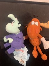 Adventures of Rocky & Bullwinkle J. Moose Plush & Snidely Vintage 1999 New