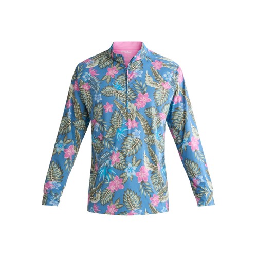 Birdie Bound Herren bedrucktes Viertelreißverschluss Golfhemd Langarm Hawaii 2XL - Bild 2 von 6