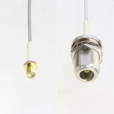 RF N jack bulkhead to SMA female RG405 .086" Flexible Semi-Rigid Jumper 4~40"