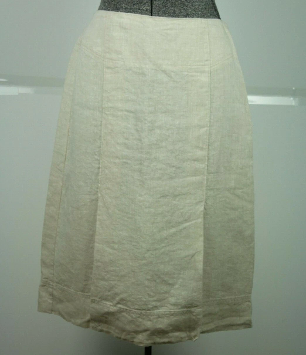 Orvis Linen A Line Skirt Size 10 Off White Cream Beige