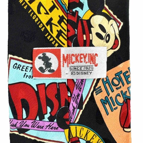 2 Mickey Mouse Vintage 100% Silk Ties by Mickey, Inc Adult Route 66 & World Park - Picture 13 of 14
