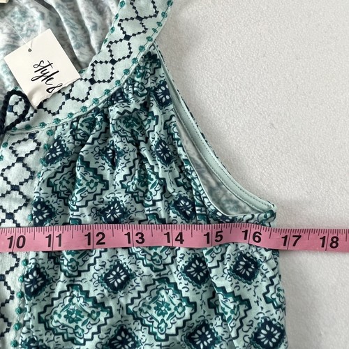 Style & Company Fashion Sleeveless Blouse Teal Size Medium - Picture 6 of 7