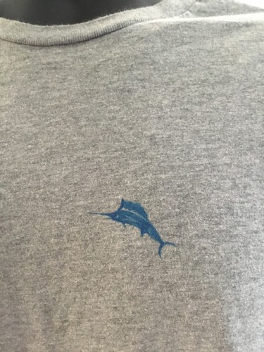 Tommy Bahama T-Shirt Kurzarm Marlin Fisch Grau Herren Größe Small - Bild 6 von 6