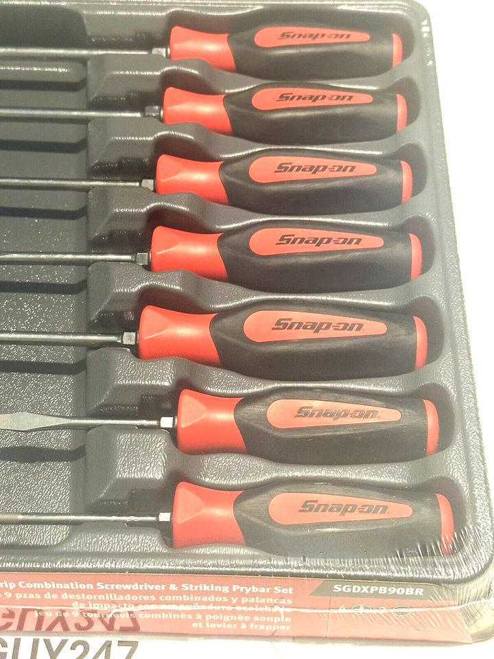 SNAP ON TOOLS SGDXPB90B R 9Pc RED Soft Grip Screwdriver & Striking ...