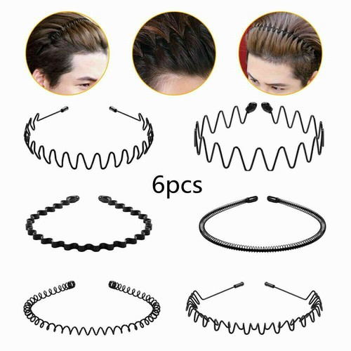 6 Stück Verschiedene Metall Haarreifen Für Männer Frauen Haarband Schwarz DE - Bild 9 von 15