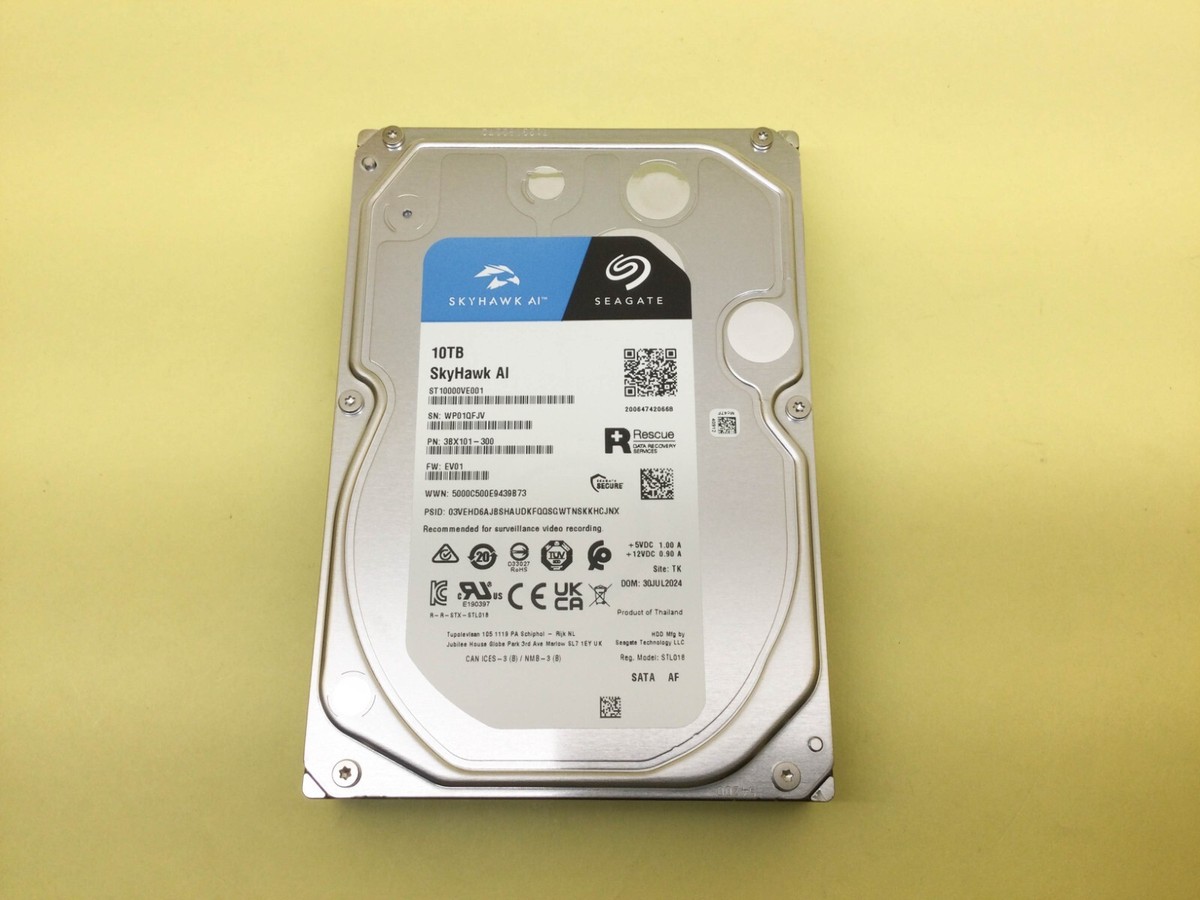Seagate SkyHawk AI 10TB HDD 中古 Seagate Skyhawk AI 10TB 7.2K SATA 6Gbps 256Mb 3.5inch HDD