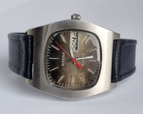 Vintage 1973-74 German BIFORA B12 32768 Hz Men's Quartz Brown Dial Watch - Picture 1 of 10