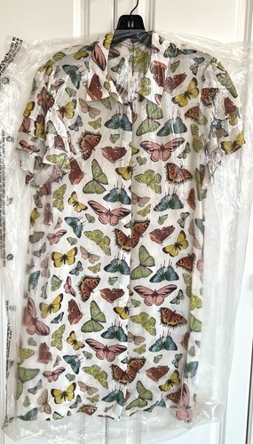 NWT Alice + Olivia sz Large (10-12) Boundless Butterfly cupro shift dress $375 - Picture 5 of 6