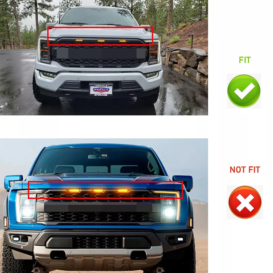 For 2021-2023 Ford F150 Front Grille Upgrade Raptor Style Bumper Grill Black ABS - Image 3 of 4