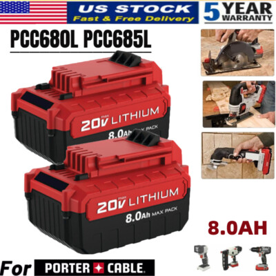 for PORTER CABLE 20V Max 20Volt Lithium-Ion 8.0Ah Battery TOOLS PCC680L PCC685L