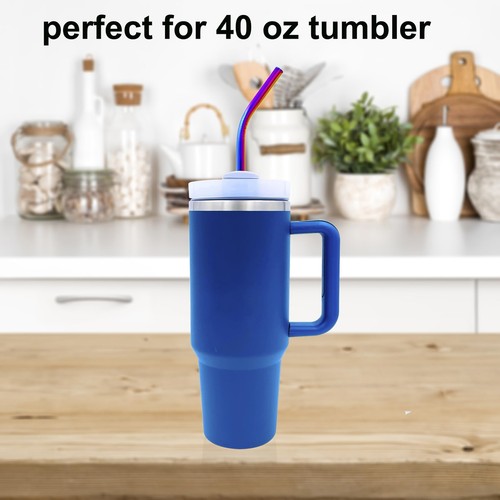 4 Pack 14" Extra Long Reusable Colorful Stainless Steel Metal Bent Straw for ... - Picture 4 of 6