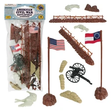 BMC Civil War BATTLEFIELD 18pc Plastic Army Men 1:32 Scale Playset Accessories