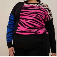 Torrid Mixed Animal Print Pullover Sweater Plus Size 6 6X 30 D66993