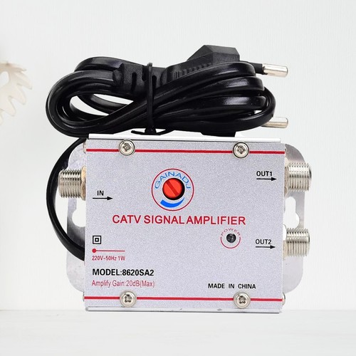 CATV TV Antenna Signal Amplifier Booster Splitter For Digital TV Input 2-OutpgW