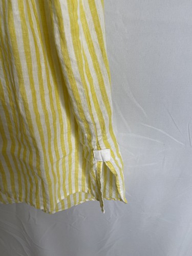 Tommy Bahama Womens Size L Sleeveless Blouse Yellow White Linen 4110 - Picture 5 of 8