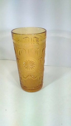 Vintage Indiana Glass Amber Tiara Sandwich Glass Tumblers Glass 5 1/2" - Picture 10 of 12