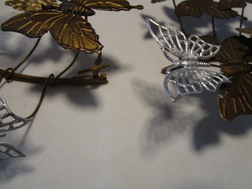 Vintage Metal Wall Butterflies 3D Reticulated Cluster Sculpture 21” long 1960 - Picture 12 of 13