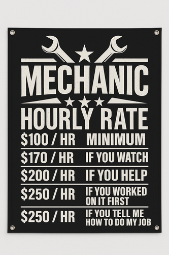 Lustiges Mechaniker Stundensatz Banner Schild - 21x36 Zoll Garage Dekor mit Ösen - Bild 2 von 6