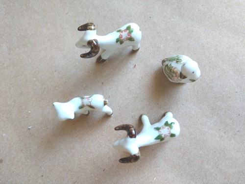 Vintage Hand Painted Floral Mini Porcelain Animals, Goose, Rams, Lamb/Kitten - Picture 7 of 12