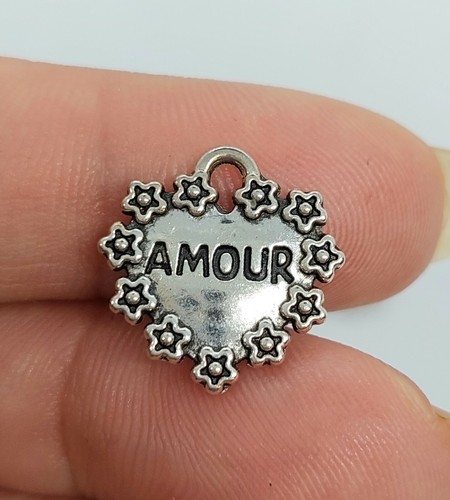 Lot of 6 amour/love charms, jewelry making supplies, diy jewelry - Picture 1 of 3