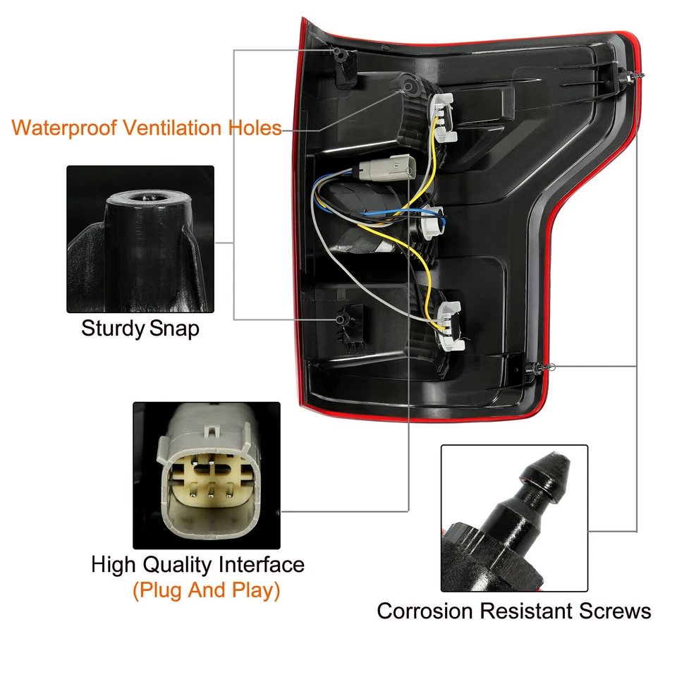 Fit For Ford F150 F-150 Pickup 2018 2019 2020 Brake Tail Lights Lamps Left+Right - Image 4 of 4