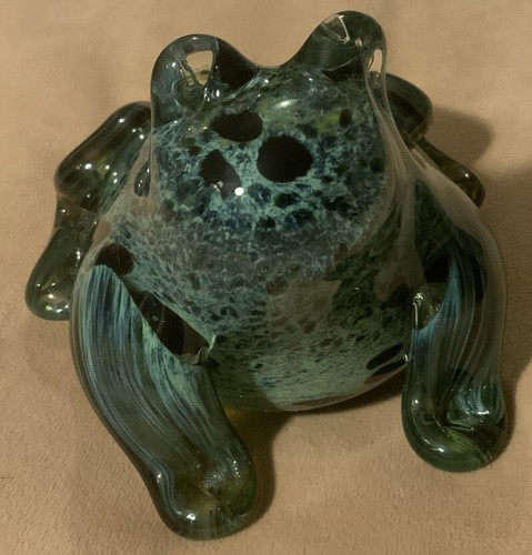Vintage Paul Miller handsigniertes Langham Glas handgeblasen mittelgrüner Frosch 6,5 cm - Bild 4 von 15
