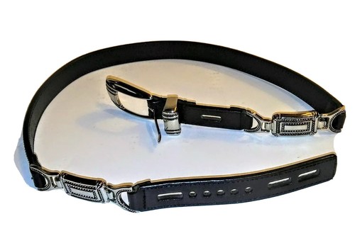 Jamie Sadock Narrow 28" Belt Smooth Leather Silver Accents Brown EUC - Picture 2 of 4