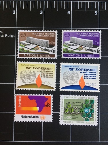 UNITED NATIONS, LOT OF 6 STAMPS , GUMMED, MNH, EXCELLENT CONDITION ONU-06 - Picture 1 of 2
