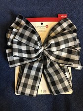Celebrate It Large Black White Buffalo Plaid Christmas Bow