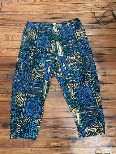 Vintage Izod Lacoste Colorful Fish Cotton Drawstring Pants One Size
