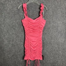 Lulus Flirt Alert Hot Pink Mini Dress NWT Ruffled Straps Adjustable Length Sz M