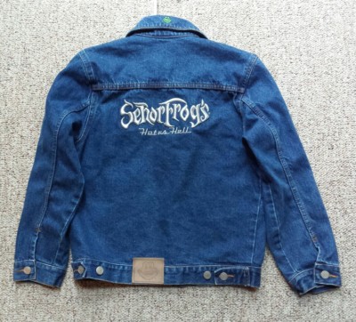 Womens Senor Frogs Mazatlan Denim Bomber Jacket HOT AS HELL