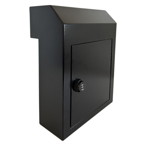 OPEN BOX Rainproof Through the Door Safe Mailbox with Combination Lock, Black - Picture 6 of 9