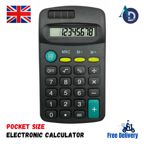Electronic Pocket Calculator Home Office School 8 Digits Display inc Batteries - Picture 2 of 6